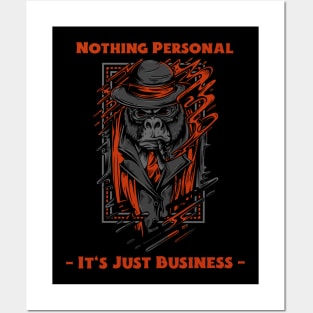 Nothing Personal Gorilla T-Shirt (Red Accent) Posters and Art